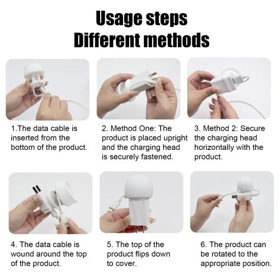 Silicone Data Cable Organizer Cartoon Cable Protector Flexible Wrap Storage Buckle Universal Charging Cord Holder for Travel Home