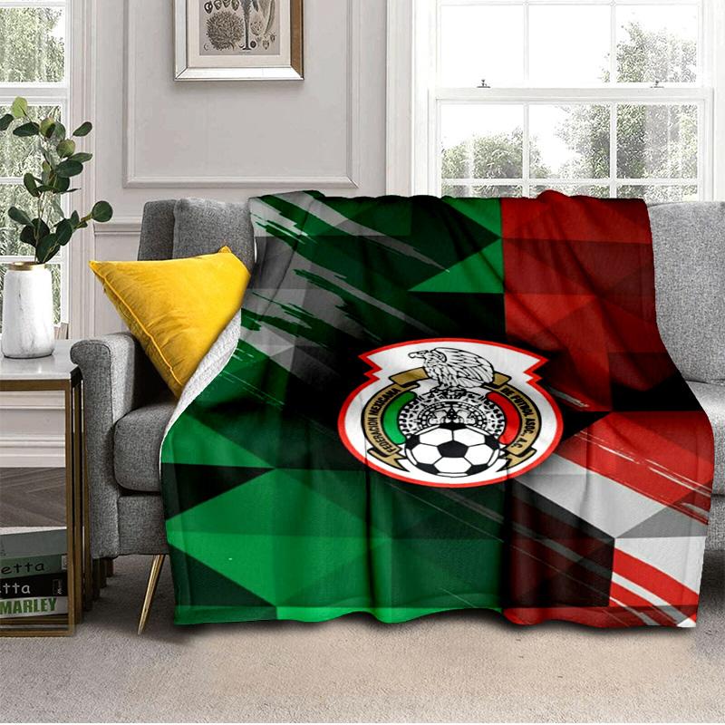 Mexico Football Team Emblem Printed Throws Blanket Soft Flannel Blankets for Couch Bed Gifts for Men Women Picnic blanket Christmas gifts