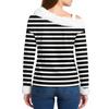 Women's Off-the-shoulder Plush Neck Printed Long-sleeved Pullover T-shirt Top