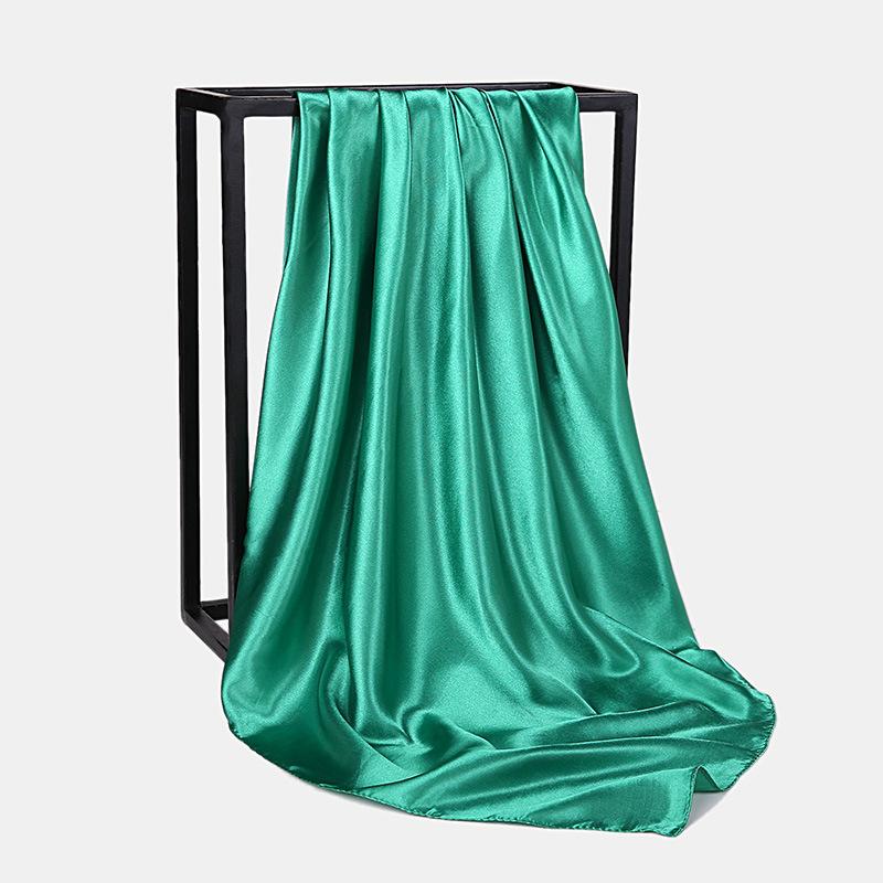 HUISHI Satin Scarf Solid Colors Neckerchief Hijab Scarf For Women Silk Satin Headband Hair Scarves 90cm Square Shawls For Lady