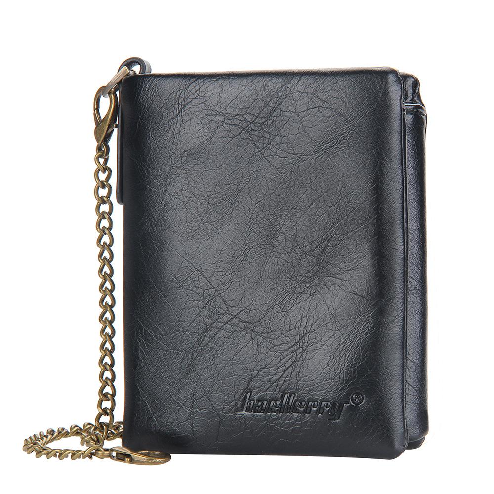 Baellerry Мужские короткие кошельки из искусственной кожи, винтажный дизайн, держатель для карт, кошелек на молнии, тройной кошелек GZW