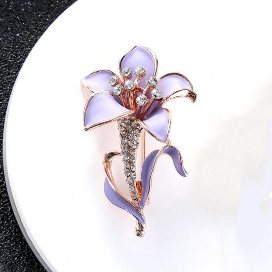 Vintage Flower Shape Brooch Pin Shining Rhinestone Decor Brooch Pin Elegant Scarf Clip