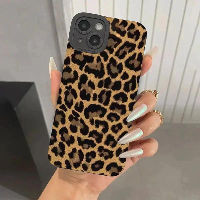 Стильный розовый чехол для телефона с леопардовым узором для iPhone 15 14 13 12 11 Pro Max Mini XS XR X 7 8 15 Plus SE 2022 Мягкая крышка