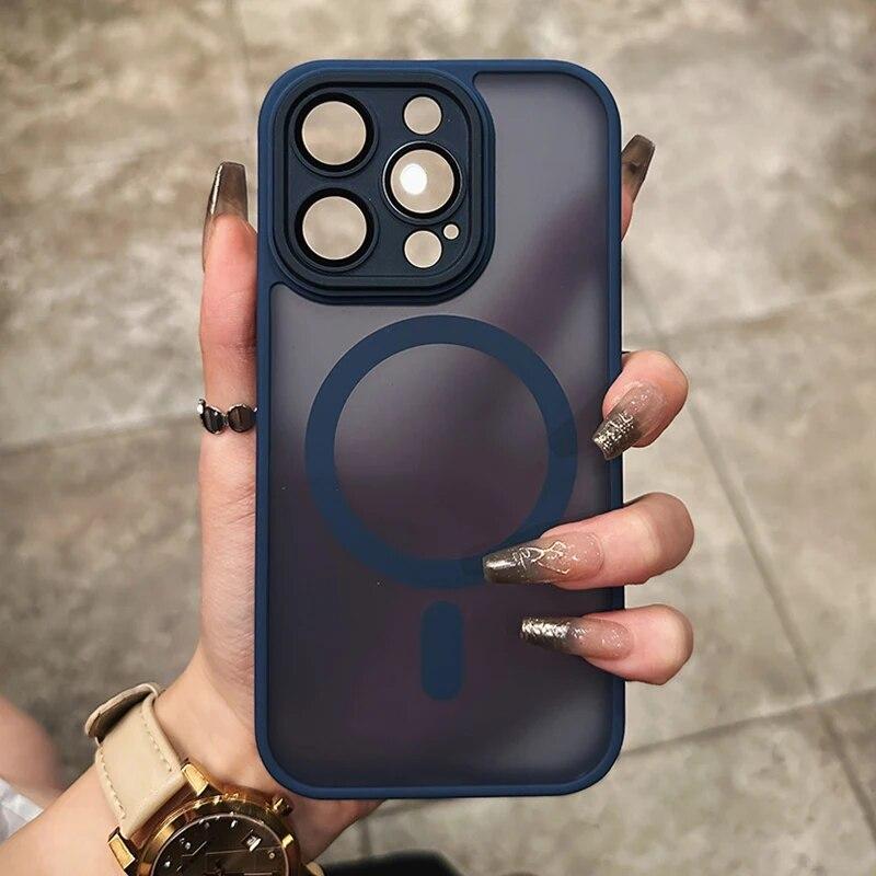 Luxury Translucent Matte Full Lens Protector Case For IPhone 14 13 12 15 Pro Max 15 Plus Magsafe Magnetic Wireless Charge Cover