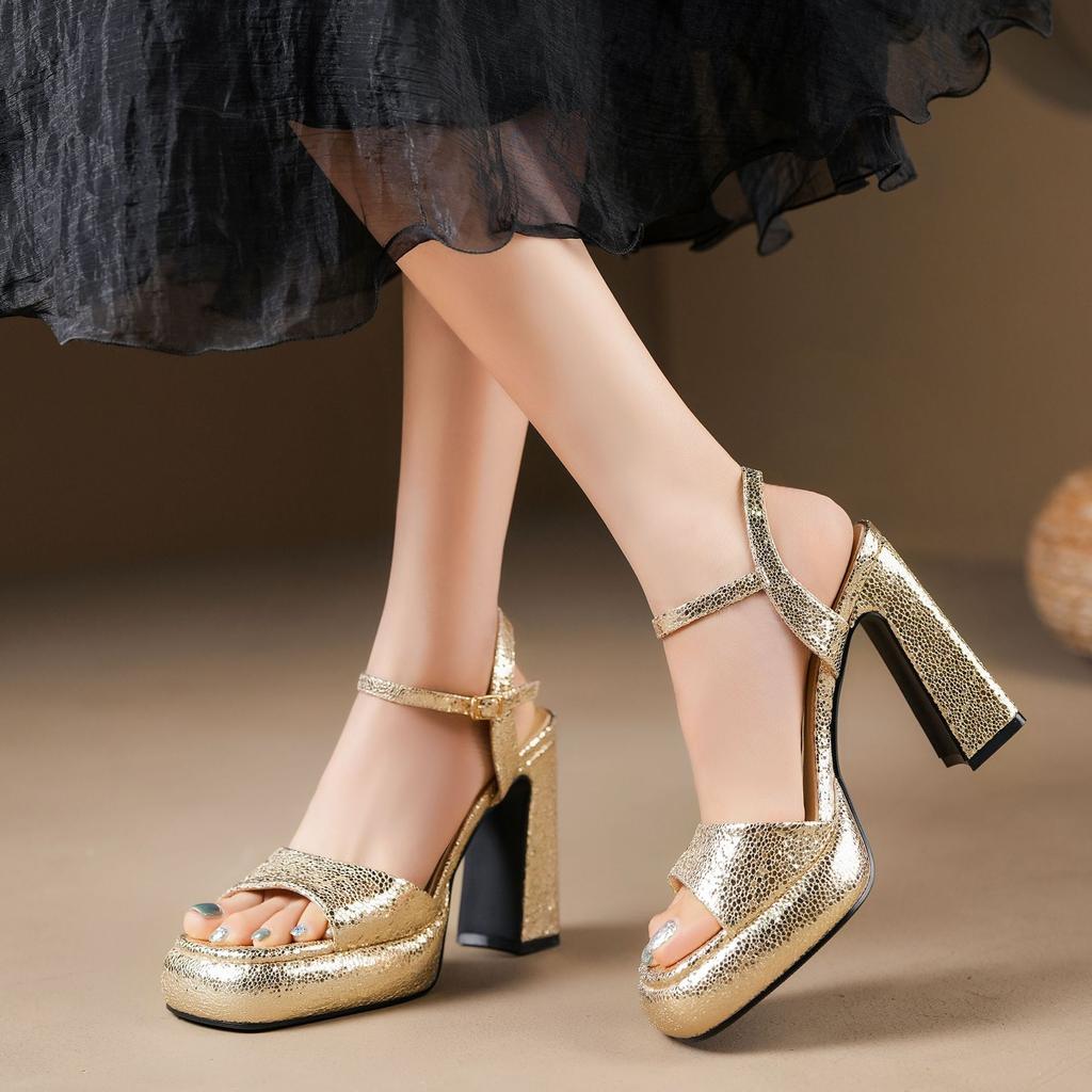 Водонепроницаемые босоножки на толстом каблуке с открытым носком, летние туфли знаменитостей из Интернета, туфли на платформе с квадратной головкой, женская обувь