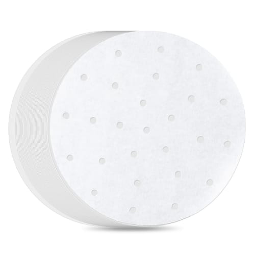 Thunder Group Steaming Sheets for 24cm Bamboo Steamers, Pack of 100, Round, Perforated, Disposable Paper Steamer Sheets, Steamer Paper, Chinese Steame