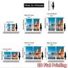 2D flat printing 2pcs Curtain Cliff beach ocean wave Digital Printed Polyester Drapes Party Decorations for Parties and Everyday