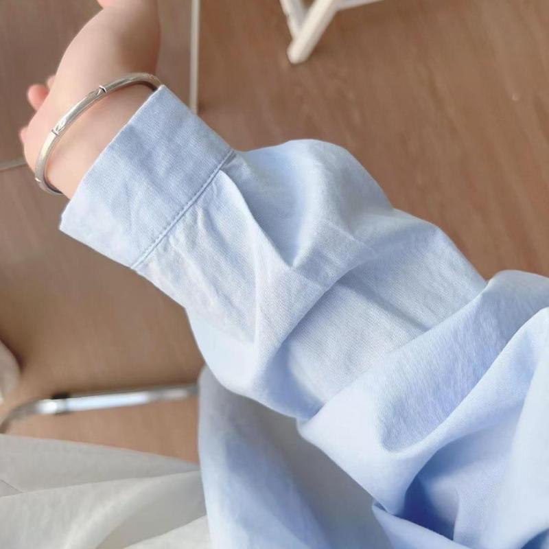 Женские рубашки с карманами, сшитые из однотонных тканей, корейские свободные блузки с отложным воротником и длинными рукавами, летняя защита от солнца, женский кардиган-топ