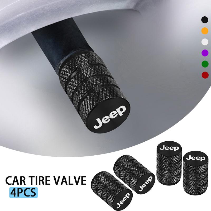 4Pcs Car Wheel Tire Valve Stem Cover Dustproof Cap Accessories For Jeep Grand Cherokee Wrangler JK Gladiator Compass Renegade MWGHF1