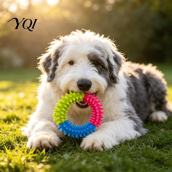 Teeth Cleaning Spiky Ring for Pets Dog Toy, Rubber Chew Interactive Bite Resistant Toys Aggressive Chewers Fetch And Toy Flexible Dogs