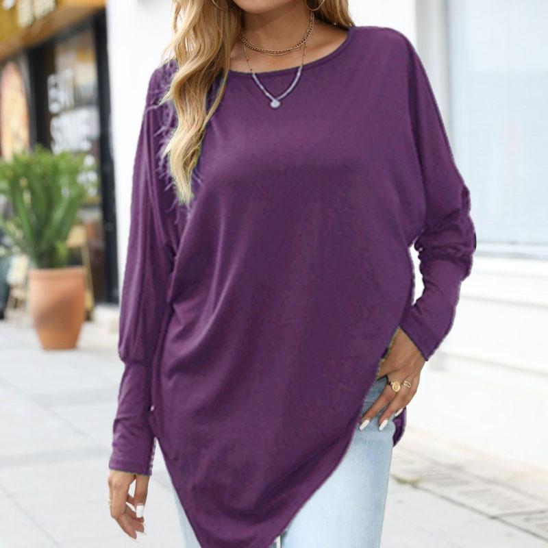 Spring and Autumn Women's Blouse Long-sleeved Irregular T-shirt Casual Loose Plus Size Tops