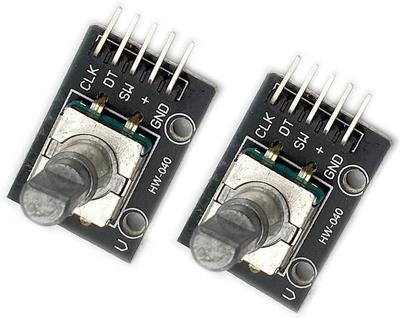 Модуль поворотного энкодера KY-040 – 2 шт. | Совместим с Raspberry Pi и Arduino | Функция вращения + нажатия