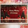 2D Red & Gold Christmas Tree Gift Stage Photo Background
