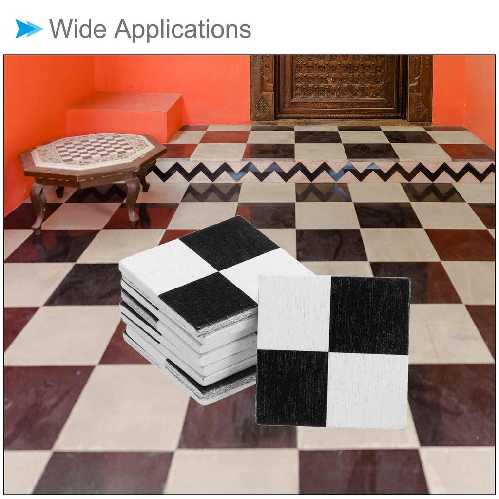 CoCud Dollhouse Floor, 1.18" Square Wooden Miniature Floorboards (BlackWhite) - (Use: Dollhouse Decoration) 9 Pieces