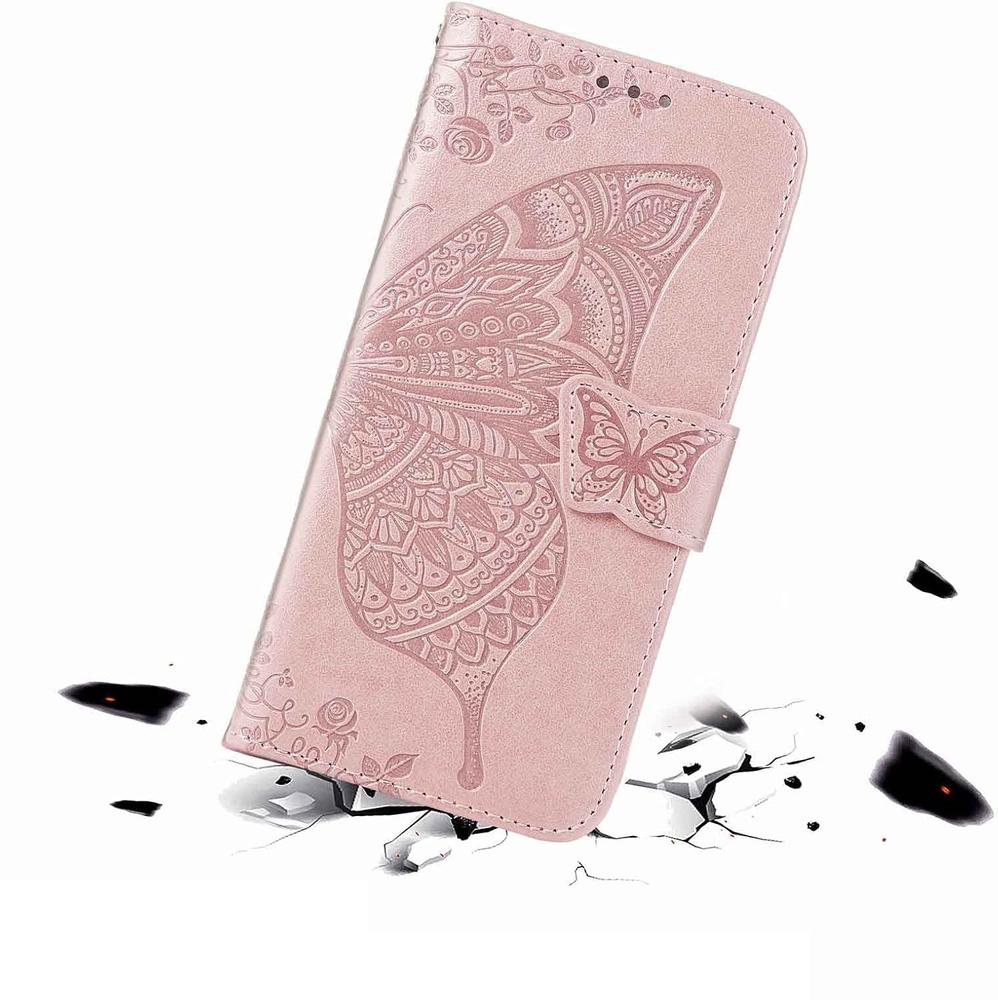 Flip case for Oppo Reno 13F / Oppo Reno 13FS, Butterfly, rose gold