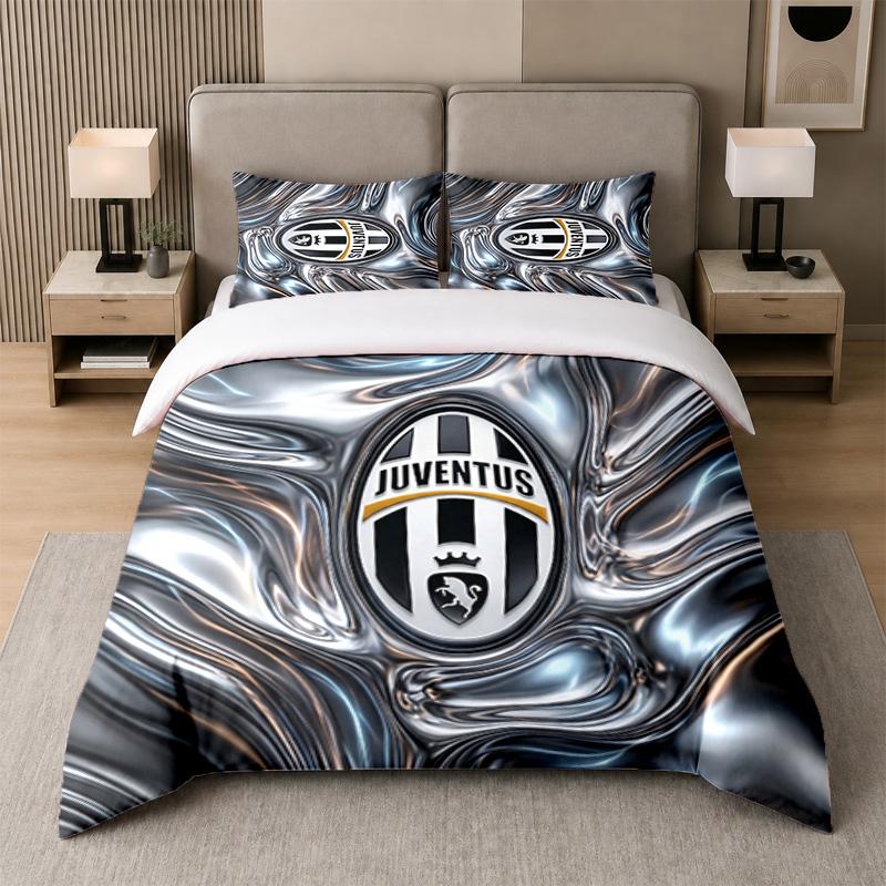 3 шт. Комплект постельного белья Juventus FC Мягкая простыня и две наволочки Декор для спальни дома