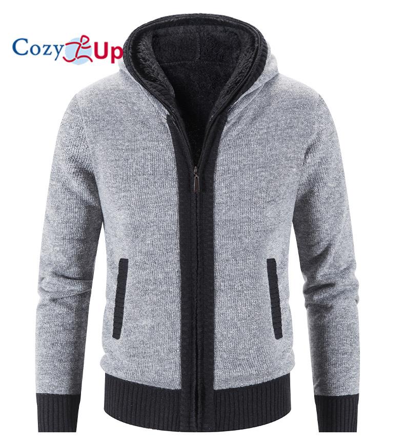 Cozy Up Флисовый стеганый свитер, пальто, однотонный кардиган с капюшоном для мужчин