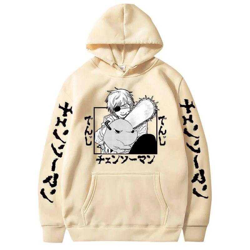 Chainsaw Man Hooded Sweatshirts Anime Hoodie Fleece Streetwear Sweatshirt Print Oversized Clothes Loose Pullover Women Men