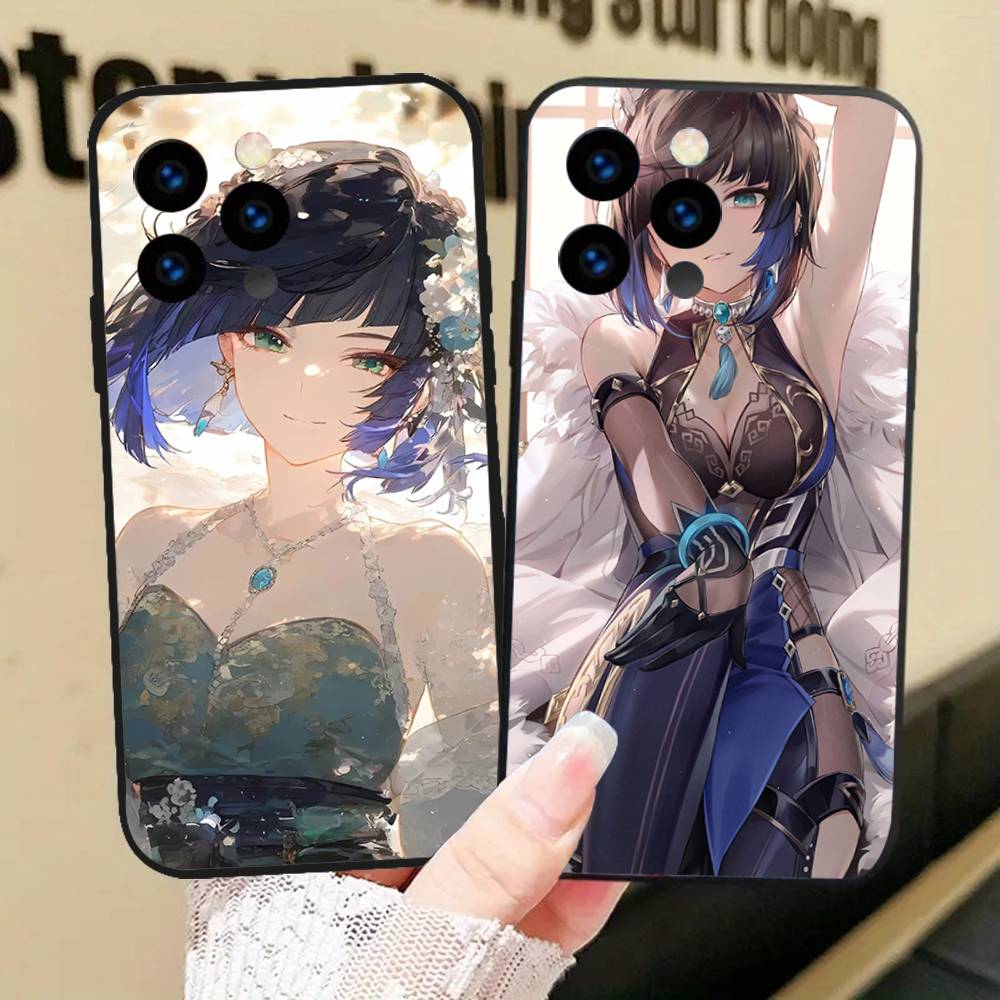 Чехол для телефона Yelan Anime Game Genshin Impact для iPhone 17 Air 16 15 14 13 Pro Max 11 12 Черный силиконовый чехол