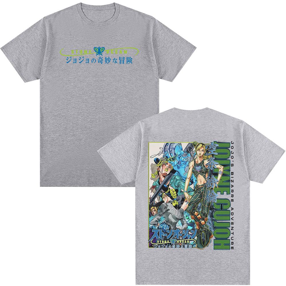Футболка с мангой Джолин Куджо Stone Ocean Аниме ДжоДжо Невероятные Приключения Футболки Повседневные Хлопковые Футболки с Коротким Рукавом Топы Уличная Одежда
