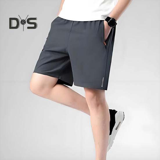 Мужские шорты с эластичной талией, средней посадкой, регулируемые шорты с завязками, эргономичный дизайн, однотонные повседневные шорты из ледяного шелка