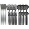 30Pcs Stainless Steel Cutlery Set Dinner Black Dinnerware Set Knife Fruit Fork Spoon Kitchen Tableware Mirror Silverware Set