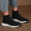 Women's Casual Sports Shoes Spring New Round Head Knitted Breathable Sleeve Soft Sole Non-slip Single Shoes