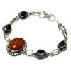 Red Sunstone Black Onyx Gemstone 925 Silver Plated Jewelry Bracelet 6-8"