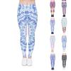 Womens Purple Flowers Prints Stretch Yoga Leggings Fitness Running Gym Sports Active Pants