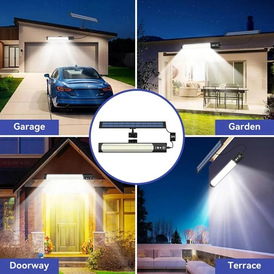 Solar Wall Light Motion Sensor Hanging Lights USB Charging Indoor Outdoor for Garage Garden Emergency Lighting with Remote