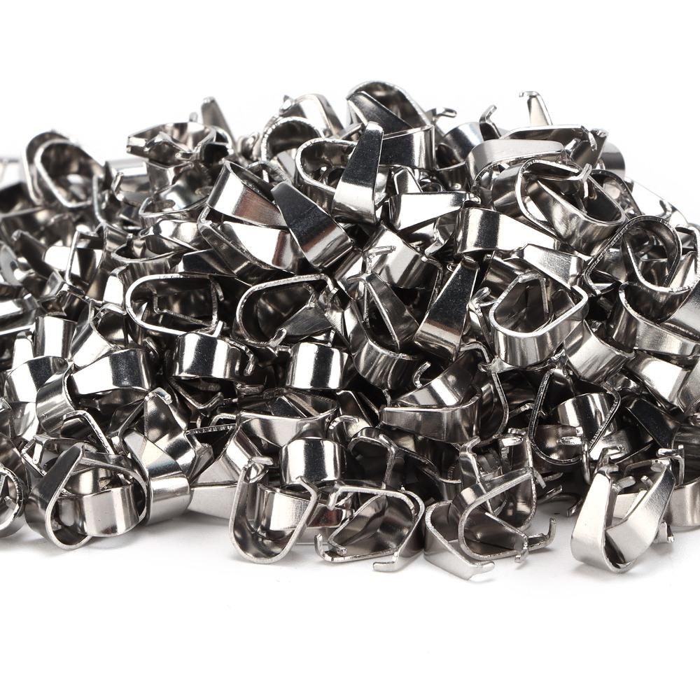 500pcs Silver Pinch Clips Stainless Steel Bail Clasp Pendant Connectors DIY Jewelry Making