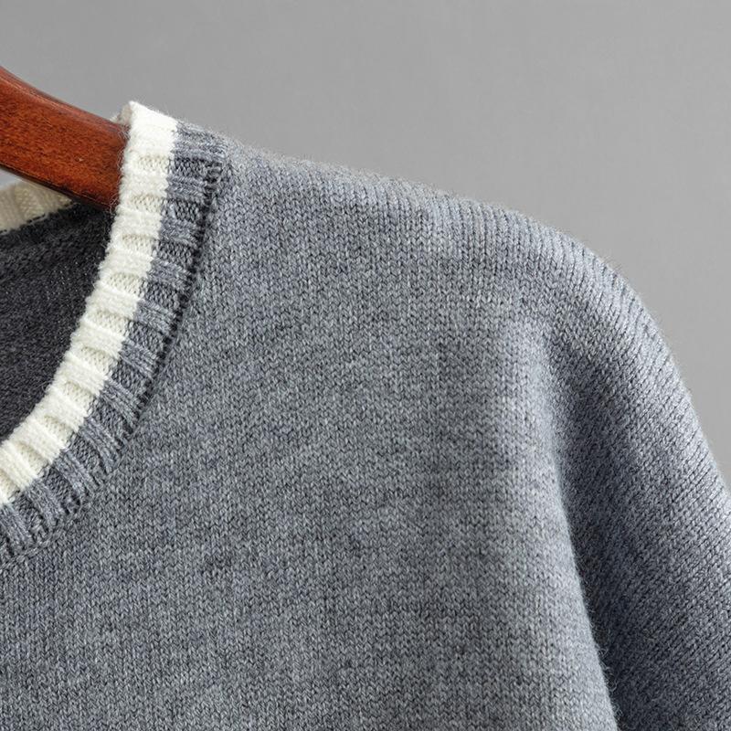 GMXIA Autumn and Winter Style Contrasting Color Round-neck Knitted Sweater Slimming Wide-leg Pants Two-piece Set for Women