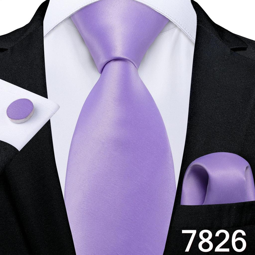 Мужской шелковый галстук в клетку, полосатый однотонный синий галстук, носовой платок, набор запонок, свадебный комплект