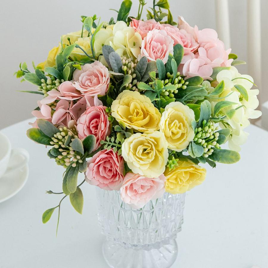 Artificial flower Silk Rose hydrangea Diy festival party Home Room Outdoor vase Garden wall Decor Wedding Wreath bridal bouquet