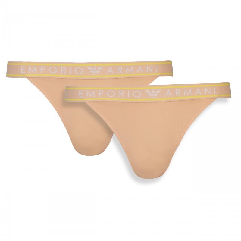 Emporio Armani Underwear Set of 2 women's thongs beige - Size: L