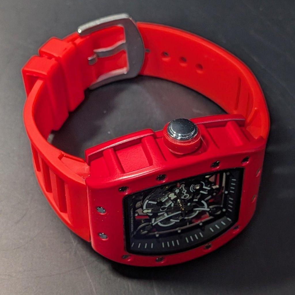 Б/У Новые Часы Richard Mille Типа Кварцевые Часы-Посвящение Резиновый Бочкообразный Красный Красный Люкс Люкс Спортивные