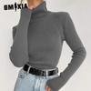Women's Lengthened High Neck Sweater Autumn and Winter Knitted Bottom Shirt Slim High Neck Pullover Sweater