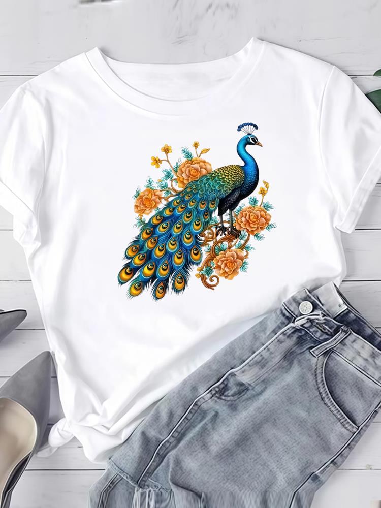 (Азиатский размер) акварельный цветок милый футболка с коротким рукавом одежда футболка женщина женщины мода топ принт женский графический футболки