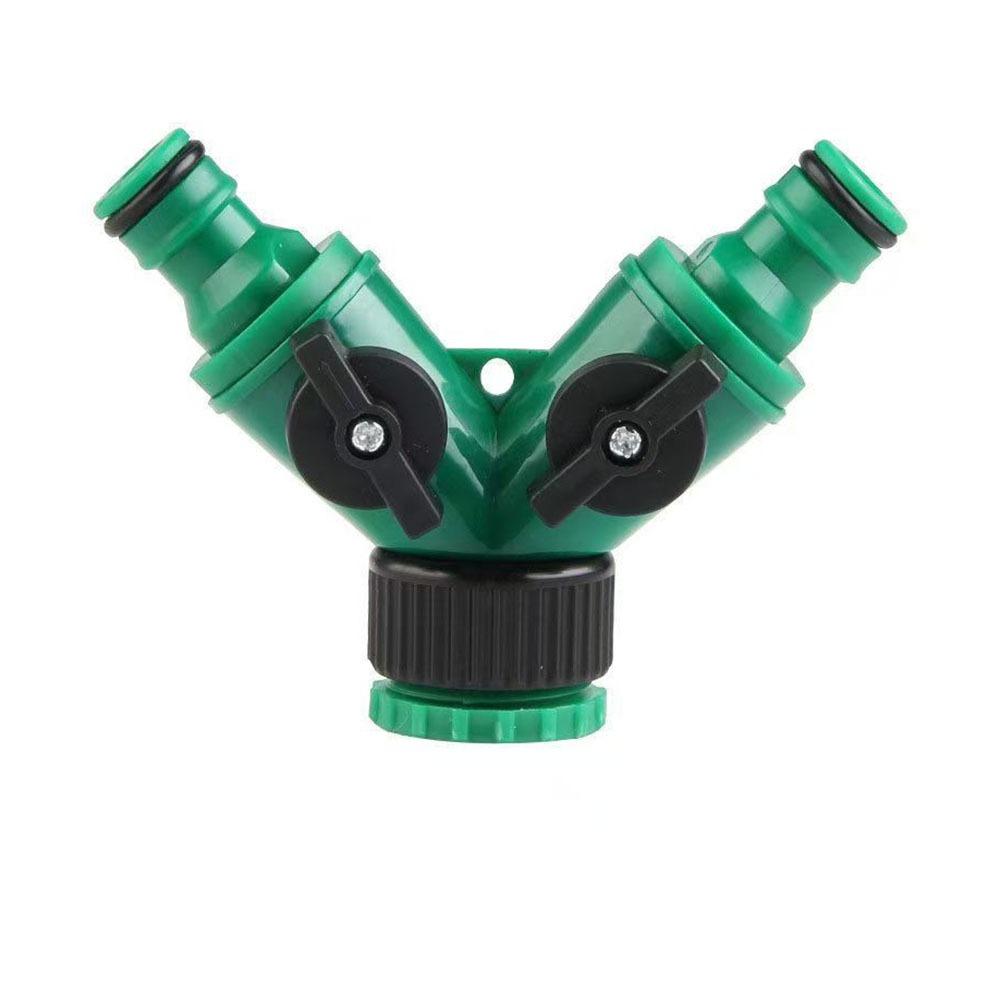 Female Thread Water Splitter Pipe Fitting Valved Splitter Y-Shaped Quick Connector Garden