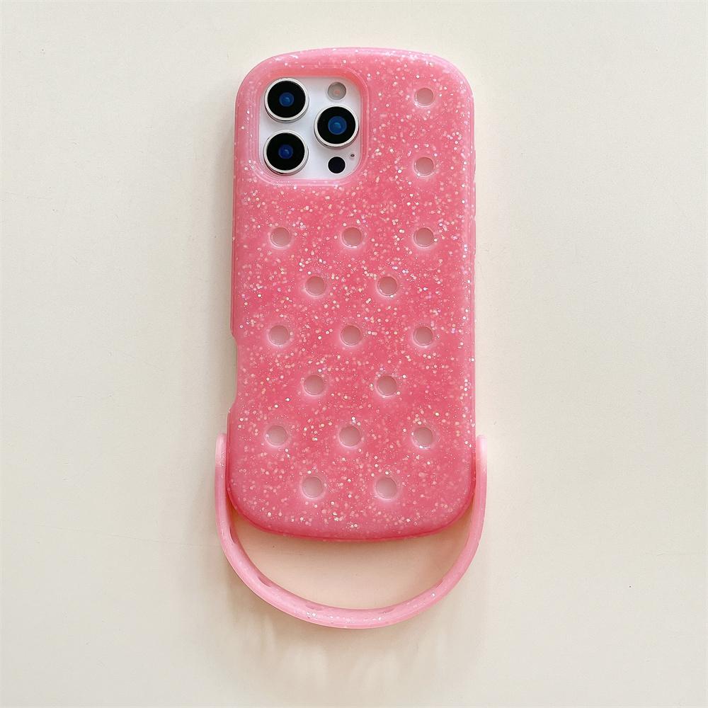 Для Crocs Подвески DIY Держатель для браслета Чехол для телефона Для iPhone 17 16 15 14 Pro Max Air 13 Однотонный Мягкий Силиконовый Задний Чехол