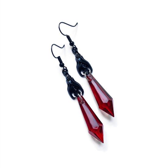 Beautifully Lady Ear Hooks Drop-resistant Ruby/Black Gem Dress Up