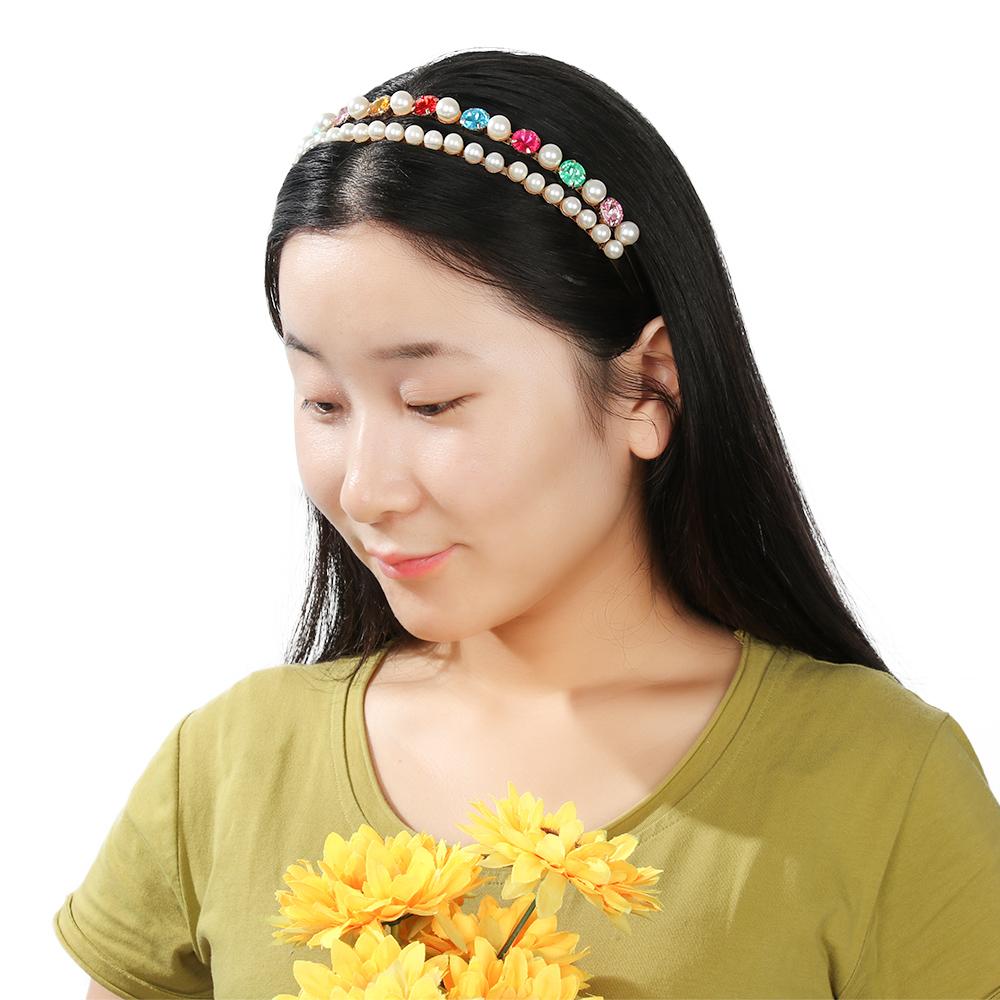 Fashion Baroque Style Party Jewelry Gifts Pearl Hair Band Gem Crystal Rhinestone Headband Head Wrap