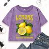 Lemons Local Hand Picked Printing Washed T Shirt Women Cotton Casual T Shirts Slim Summer Clothes Comfortable Top