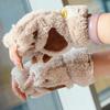 Women Cat Paw Gloves Cute Fuzzy Warm Half Finger Gloves Winter Plush Animal Paw Gloves for Girls Teens Cosplay Costume Parties Daily Wear