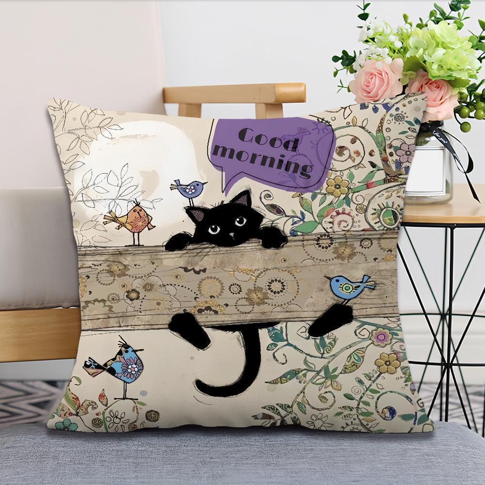 Винтажный французский мягкий удобный наволочка с черным котом мультяшный для дивана гостиной кошачьей комнаты дома офиса ретро декор защитный чехол