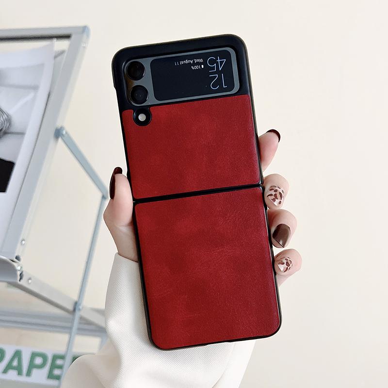 Роскошный чехол для телефона из искусственной кожи для Samsung Galaxy Z Flip 3 5g, жесткий ПК, тонкая задняя крышка для Z Flip3