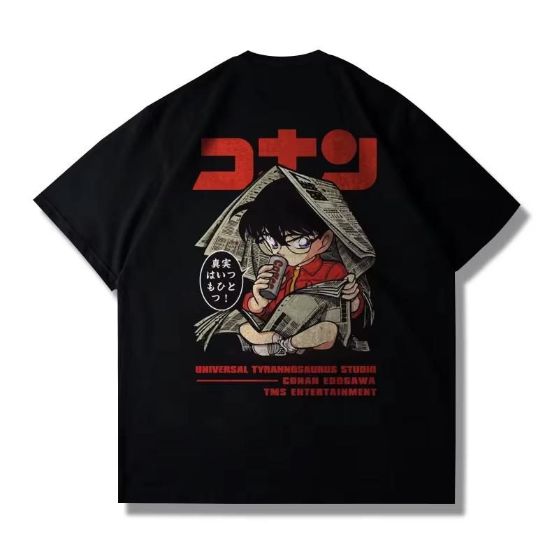 New Detective Conan 2026 Summer Unisexs Large Size TShirt Street Anime Printed Casual Wear Loose Fit Harajuku Short Sleeve Top