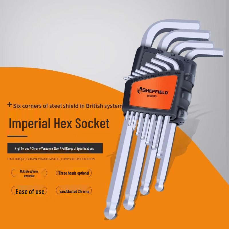 Набор шестигранных ключей Steel Shield, 12 шт., с шаровым наконечником, дюймовый