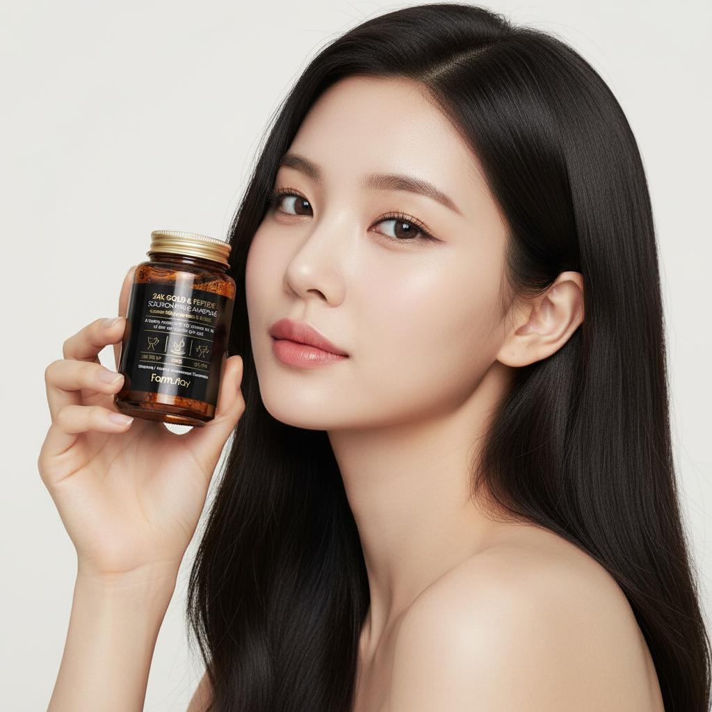 FARM STAY Антивозрастная ампульная сыворотка с 24-каратным золотом и пептидами 250мл