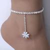 Zircon Flower Shaped Ankle Bracelet For Ladies Summer Beach Rhinestone Pendant Foot Accessories